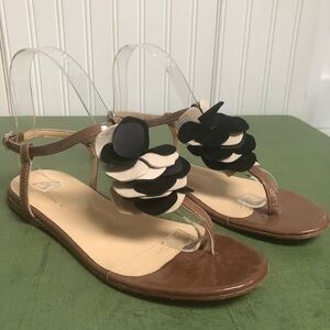 Butter Italian Leather Flower Vamp Sandals